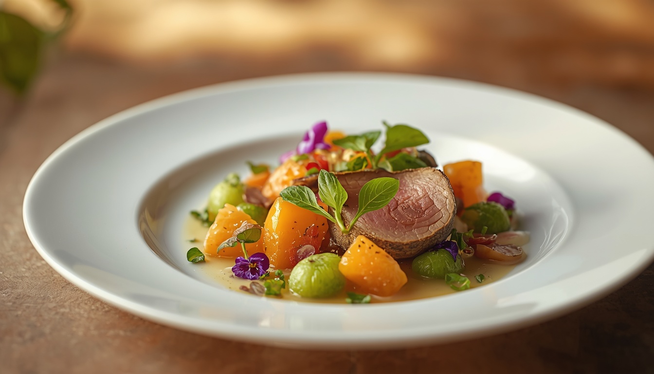 Shared table with colorful balanced dishes